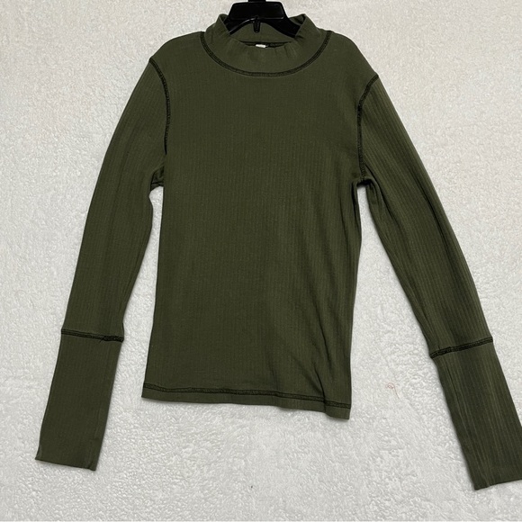 INTIMATELY FREE PEOPLE Rickie Top Ribbed Mock Neck Long Sleeve Royal Army Small - Picture 2 of 13